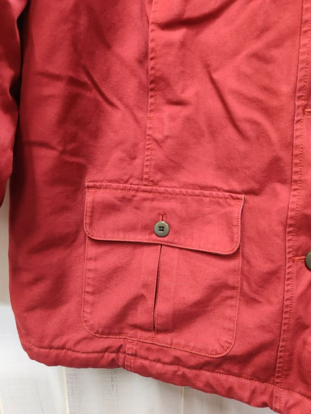 LL Bean Red Barn Coat, Size Large, Corduroy Collar, Thinsulate Chore Utility - Picture 5 of 11